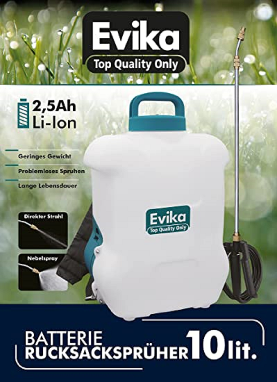 TOMMY Akku Drucksprühgerät 10 Liter 110 cm Sprühlanze LiIon