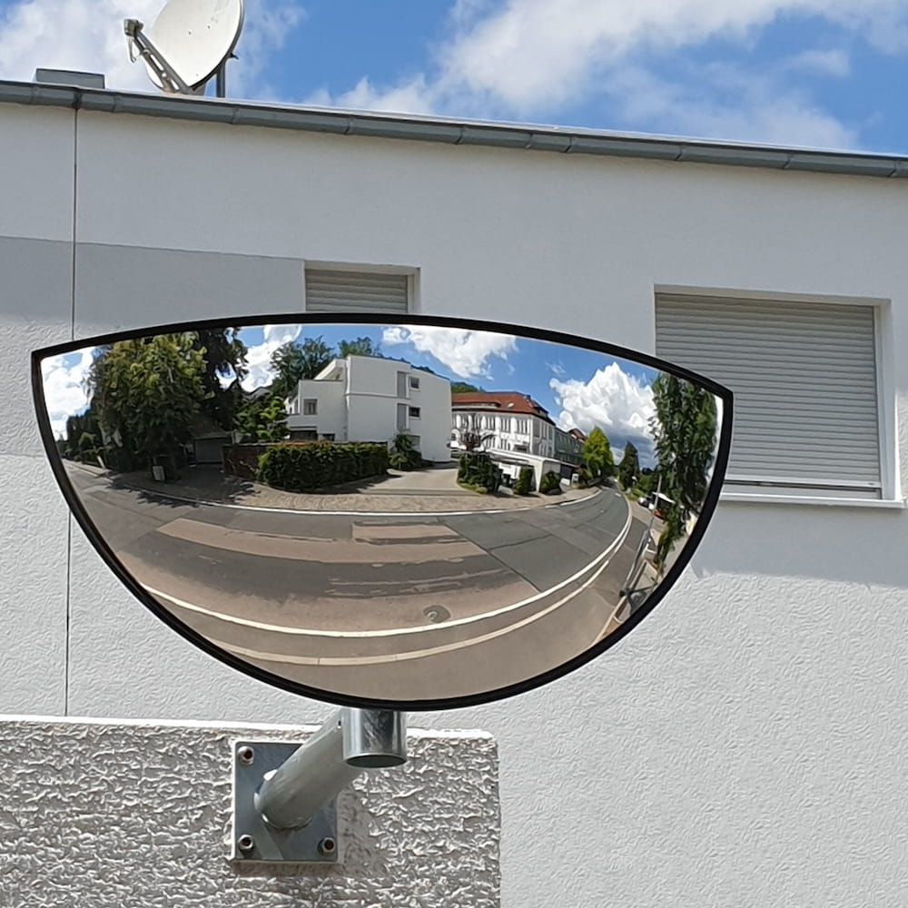 Drei-Wege-Spiegel aus Acrylglas mit Rohrpfostenhalterung, 180°  Weitwinkelspiegel für Drei-Wege-Kreuzungen